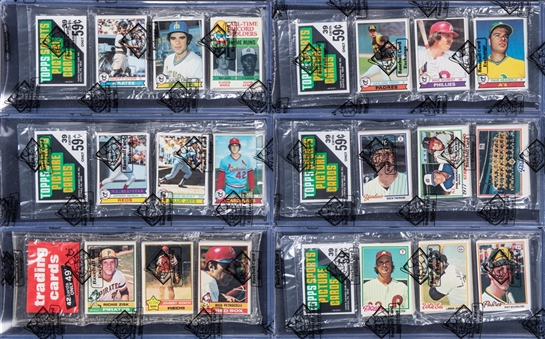 1970s Topps Baseball Unopened Pack Rack Collection (6) Featuring Johnny Bench, Nolan Ryan, Hank Aaron & More! (BBCE)